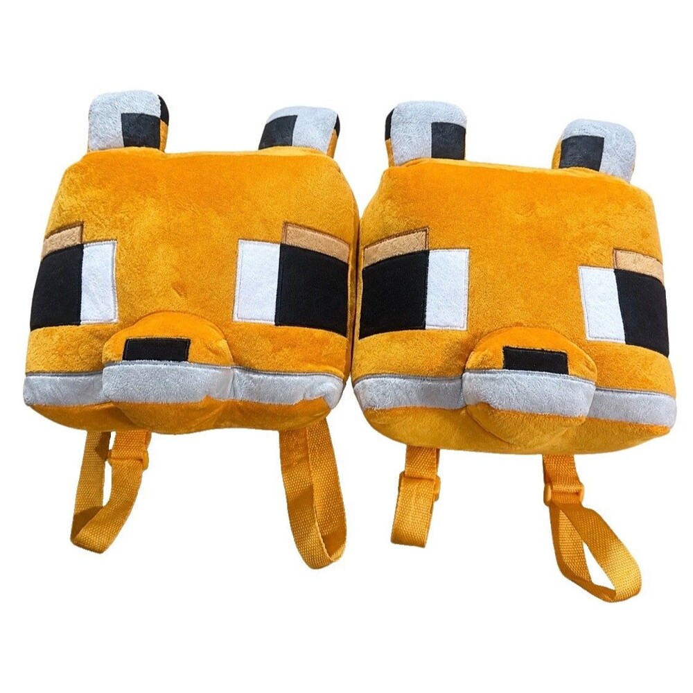 Lot of 2 Minecraft Fox Plush Mini Backpacks Orange Mojang Stuffed Bags NWT
